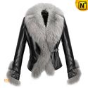 Athens Womens Fur Trimmed Leather Jacket CW611205