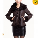 Ladies Fur Lined Leather Hooded Jacket CW695107 - CWMALLS.COM
