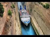 A ship passing through the Corinth Canal (GREECE)