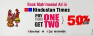 Matrimonial Ad in Hindustan Times with 50% off