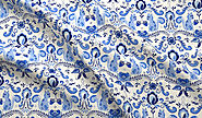 Blue and White Floral Fabric - Weaveron