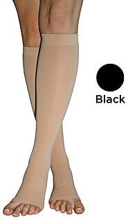 Blue Jay 20-30 mmHg | Light Weight, Black , Firm Support , Open Toe Pantyhose for Tired , Aching Legs