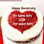 Free Edit Happy Anniversary Heart Cake With Name