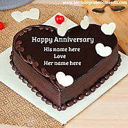 Happy Anniversary Chocolate Cake With Name - Birthdaycakenameedit.com
