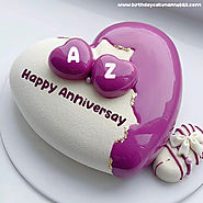 Write Couple Name On Romantic Dip Anniversary Cake