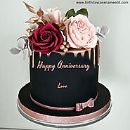Happy Anniversary Cake Images With Flowers And Name Edit