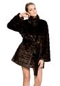 Ingrid/faux dark brown mink fur with stand collar/middle fur coat