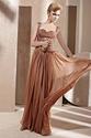 Brown Full-Length Pleated Sleeveless Evening Dresses