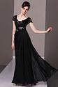 Black Full-Length Low V-Neck Sequin Prom Evening Dresses