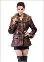 Dark coffee retro suede with brown rabbit fur short suede coat