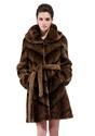 Faux brown diagonal stripes mink fur middle fur coat