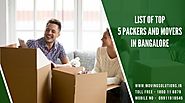List of Top 5 Packers and Movers in Bangalore