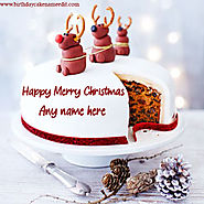Happy Merry Christmas Cake With Name Pic
