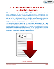 HTML to PDF converter – the benefits of choosing the best converter