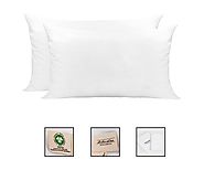 Pillow Cases - Organic Cotton White and Natural Pillow Cases - White Color - Set of 2 - All Cotton and Linen