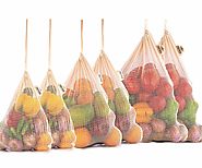 Mesh Produce Bags - Reusable Cotton Mesh Produce Bags - Set of 6 - All Cotton and Linen