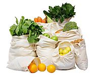 Muslin Produce Bags - Cotton Reusable Produce Bags for Vegetables Shopping and Storing - Set of 8 - All Cotton and Linen