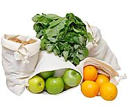 Muslin Produce Bags - Organic Cotton Muslin Produce Bags - Reusable produce Bags - Set of 4 - All Cotton and Linen