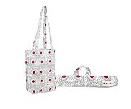 Reusable Canvas Grocery Tote Bags - Tote Bag yoga bag Duffel bag - Red Printed Tote Bag (14 x 15") - All Cotton and L...