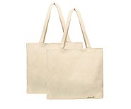 Reusable Canvas Grocery Tote Bags - Canvas Tote Bags with Pockets for Shopping and Storage - Set of 2 - All Cotton an...