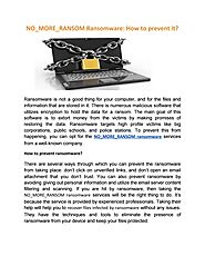 NO_MORE_RANSOM Ransomware: How to prevent it?