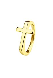 18K Yellow Gold Plated Ring with Cross | DUEROS