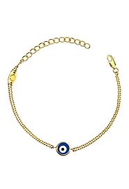 Evil Eye Bead Bracelet | 18K Yellow Gold Plated Evil Eye Bracelet | DUEROS