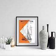 Burnt Orange Sailboat Patent Print, Orange Geometric Design,Modern, Vintage Print, Digital Download