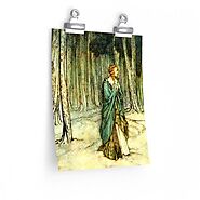 WOMAN IN FOREST -Arthur Rackham BookPlate Print, Enchanted Forest, Fairies, Fantasy