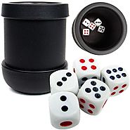 Black Heavy Duty Dice Cup with 5 Dice