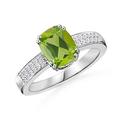 Cushion Peridot and Diamond Ring