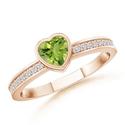 Heart Peridot and Round White Sapphire Ring