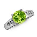 Round Peridot and Diamond Cathedral Ring