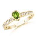Pear Peridot and Round White Sapphire Ring