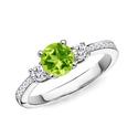 Three Stone Peridot Diamond Ring
