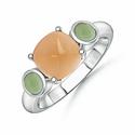 Cushion Sugarloaf Citrine & Cabochon Peridot Three Stone Ring | Angara.com