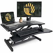 Standing Desk with Height Adjustable - FEZIBO Stand Up Desk Converter, 33 inches Black Ergonomic Tabletop Workstation...