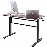 UNICOO - Crank Adjustable Height Standing Desk, Adjustable Sit to Stand up Desk,Home Office Computer Table, Height Ad...