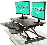 Height Adjustable Standing Desk Monitor Riser Gas Spring Tabletop Sit to Stand Workstation