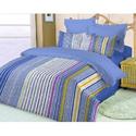 Dorm Bedding Set: Dorm-Room-In-a-Box: Comforter, Sheet Set, Mattress Pad, Pillow, Towel set- Lt.Blue/ Blue Stripe - T...