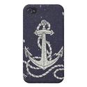 Navy Blue Nautical White Anchor iPhone Case