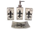 Indecor Home 4-Piece Ceramic Fleur De Lis Bath Set