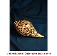 Vishnu Lakshmi Decorative Brass Conch - Craft Maestros