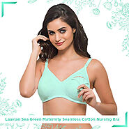 Laavian Sea Green Maternity Seamless Cotton Nursing Bra