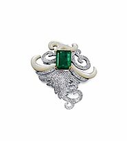 18K Gold, Emerald, Brooch, Pendant, 8.3 Carat, Green Color, Zambia Origin, Certificate: NGTC