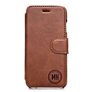 Personalized Brown Leather Phone Case - Circle | Swanky Badger