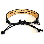 Personalized Mens Leather Bracelet Engraved to Order by Swanky Badger