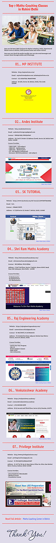 Top 7 Best Maths Tuition in Rohini Delhi | Infographic