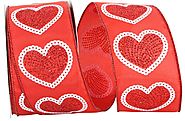 Valentine's Day Special Hearty Dainty Glitter Wired Edge Ribbon