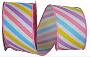 Pastel Stripe Diagonal Ribbon for Spring or Summer Themed Project